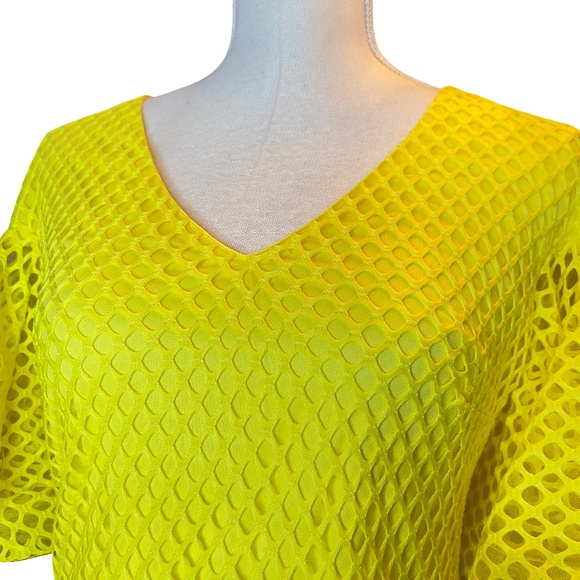 #A292 FT INC BOLD GLAMOUR FEMININE CHIC YELLOW MESH 2PC SKIRT SET NWT M - Picture 5 of 11